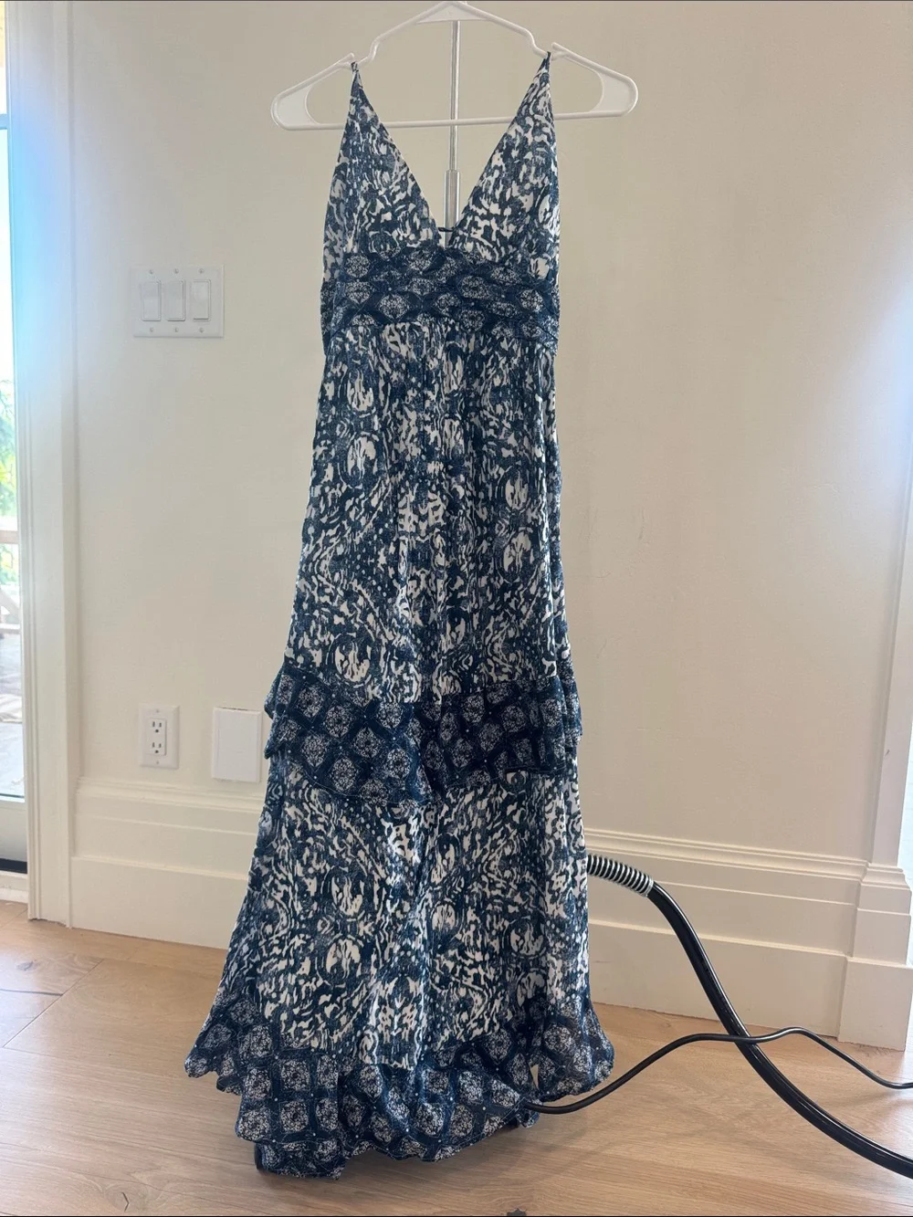 Abercrombie & Fitch Blue and White Printed Maxi Dress